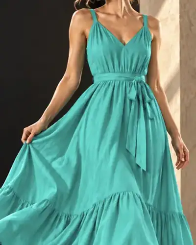 Vestido largo de verano hecho en fibrana
